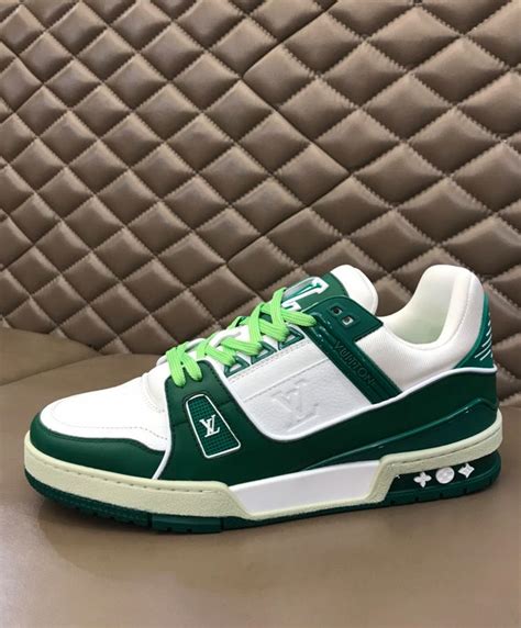 sneaker lv trainer green|louis vuitton trainers green.